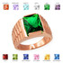 Mens Square CZ Birthstone Watchband Ring in Rose Gold