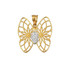 Yellow Gold Filigree Butterfly Diamond Pendant Necklace