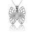 White Gold Filigree Butterfly Diamond Pendant Necklace