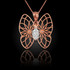 Rose Gold Filigree Butterfly Diamond Pendant Necklace