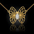 14K Yellow Gold Filigree Butterfly Diamond Necklace