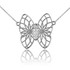 14K White Gold Filigree Butterfly Diamond Necklace