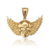 Gold Skull with Wings Deaths Head Biker Pendant