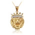 Yellow Gold Lion King Charm Necklace