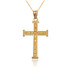 Yellow Gold Reversible Christian Cross Pendant Necklace