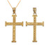 Yellow Gold Reversible Christian Cross Pendant Necklace
