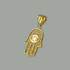 Yellow Gold Filigree Hamsa Evil Eye Charm Necklace