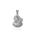 White Gold Virgin Mary Baby Jesus Charm Necklace (S/L)