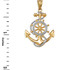 Two-Tone Yellow Gold Nautical Anchor Pendant Necklace