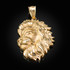 Yellow Gold Lion Face Sparkle Cut Pendant (S/L)