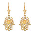 14K Yellow Gold Filigree Hamsa Evil Eye Earrings