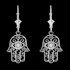 14K White Gold Filigree Hamsa Evil Eye Earrings