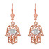 14K Two-tone Rose Gold Filigree Hamsa Evil Eye Earrings