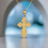 Yellow Gold Eastern Orthodox St. Olga Cross Pendant Necklace