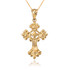 Yellow Gold Fleury Cross Charm Necklace