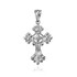 White Gold Fleury Cross Charm Necklace