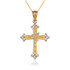 Yellow Gold Holy Spirit Dove Cross Diamond Pendant Necklace