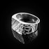 Men's CZ Accent Rectangle Nugget Ring in White Gold