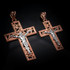 Two-Tone Rose Gold Filigree Crucifix Cross DC Pendant (S/L)