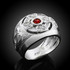 White Gold Celtic Men's Ring with Ruby-red Birthstone CZ