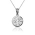 White Gold Tree of Life Medallion Charm Necklace