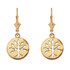 14K Yellow Gold Tree of Life Leverback Earrings