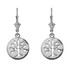 14K White Gold Tree of Life Leverback Earrings