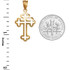 Yellow Gold Christian Apostolic Open Cross Pendant Necklace