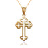 Yellow Gold Christian Apostolic Open Cross Pendant Necklace