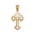 Yellow Gold Christian Apostolic Open Cross Pendant Necklace