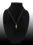 Yellow Gold Woodgrain Rope Cross Pendant Necklace