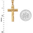 Yellow Gold Woodgrain Rope Cross Pendant Necklace