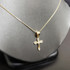 Yellow Gold Crucifix Cross Diamond Charm Necklace