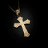 Yellow Gold Fleur de lis Cross Religious Pendant Necklace