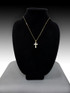 Yellow Gold Fleur de lis Cross Religious Pendant Necklace