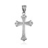 White Gold Fleur de lis Cross Religious Pendant Necklace