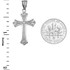 White Gold Fleur de lis Cross Religious Pendant Necklace