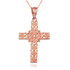 Rose Gold Floral Cross Pendant Necklace