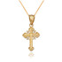 Yellow Gold Filigree Cross Charm Necklace