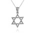White Gold Star of David Charm Necklace