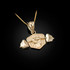 Yellow Gold Hand Weightlifting Dumbbell Pendant Necklace