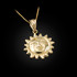 Yellow Gold Sun Face Celestial Pendant Necklace