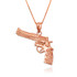 Rose Gold Polished Revolver Pistol Gun Pendant Necklace