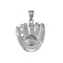 White Gold Satin DC Baseball Glove Pendant Necklace