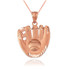 Rose Gold Satin DC Baseball Glove Pendant Necklace