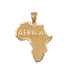 Africa Map Yellow Gold Pendant Necklace