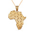 Yellow Gold Africa Map Flower of Life Pendant Necklace