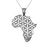 White Gold Africa Map Flower of Life Pendant Necklace