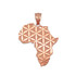 Rose Gold Africa Map Flower of Life Pendant Necklace