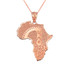 Rose Gold Africa Map Adinkra Sankofa Pendant Necklace